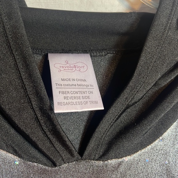 Revolution Dancewear Costume Large Adult LA Black Silver Sequins Short Unitard - Picture 2 of 14